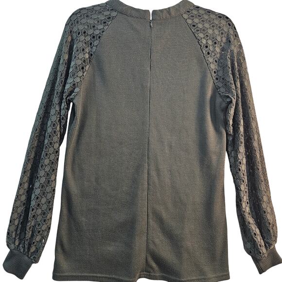 Miholl Lace Long Sleeve Knit Top Green Whimsigoth Grunge Fairy Size Small - Picture 2 of 7